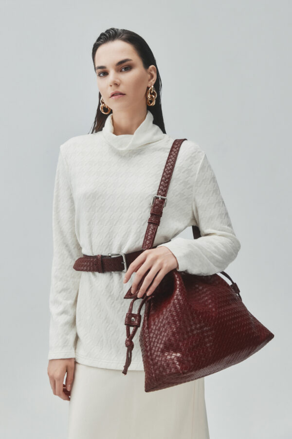 Tulip Textured Bag – Bordeaux - Image 3