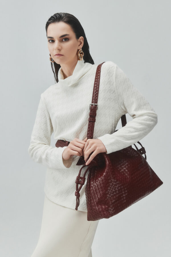 Tulip Textured Bag – Bordeaux - Image 2